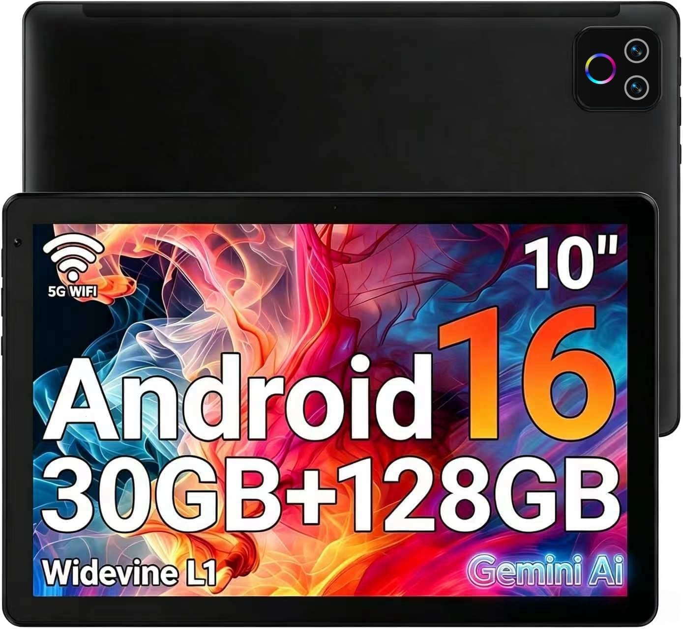 URAO Tablet,10.1" Android Tablet with Octa-core Processor 30GB RAM 128GB ROM HD IPS Touchscreen 8H Battery, Wi-Fi 6, BT 5.4, Dual Camera, Android 16 Tablets 2026