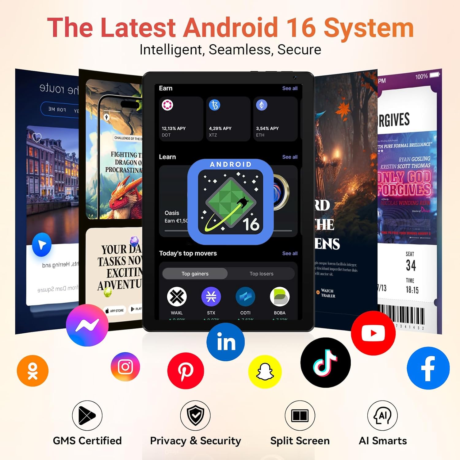 URAO Tablet,10.1" Android Tablet with Octa-core Processor 30GB RAM 128GB ROM HD IPS Touchscreen 8H Battery, Wi-Fi 6, BT 5.4, Dual Camera, Android 16 Tablets 2026 - Image 3