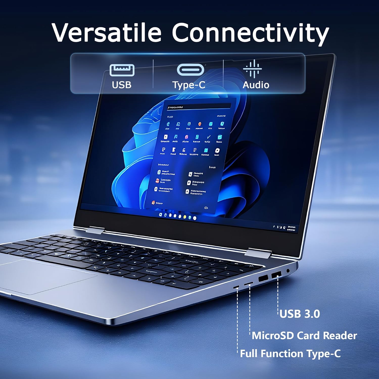 15.6" 2-in-1 Touchscreen Laptop Computer, AMD A9 Processor up to 3.2GHz, 8GB RAM 256GB SSD, Convertible Notebook with IPS FHD Display, USB-C, WiFi, Win11 Laptop for Work, Study & Home - Image 8